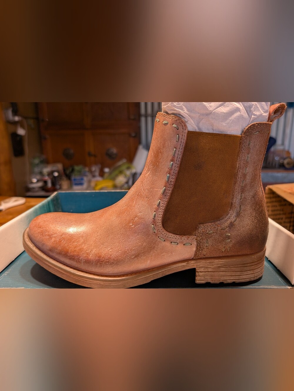 Roan by Bed Stu Hostile Distressed Leather Chelsea Boots Size 8 NWT Box fit 7.5